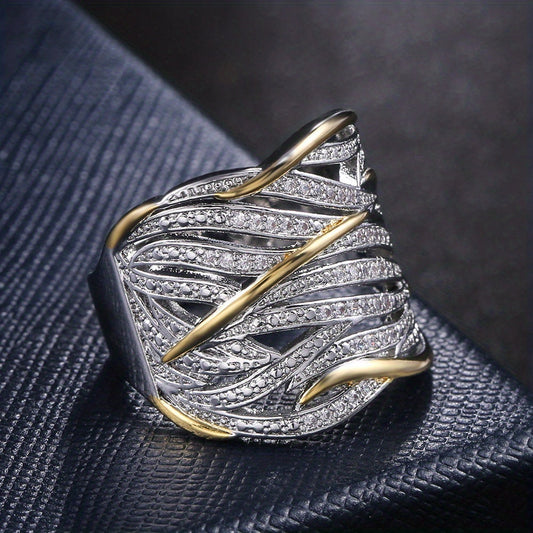 Silver och Guld Vävd Band Ring