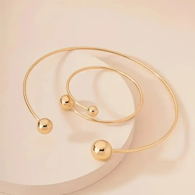 Minimalistisk Glow Collar & Manschettarmband Set | Guld