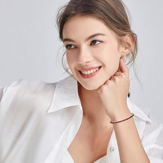 Rubin Tennisarmband | Vitguld