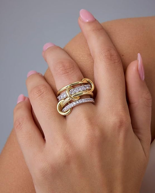 Interlock Stack Ringar | Guld