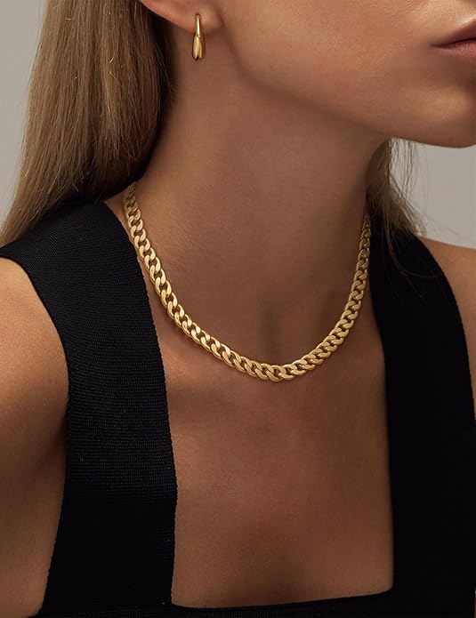Grov Cubansk Länk Halsband | Guld