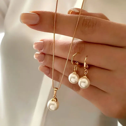 Gyllene Grace Pärl Smycke Set | Guld