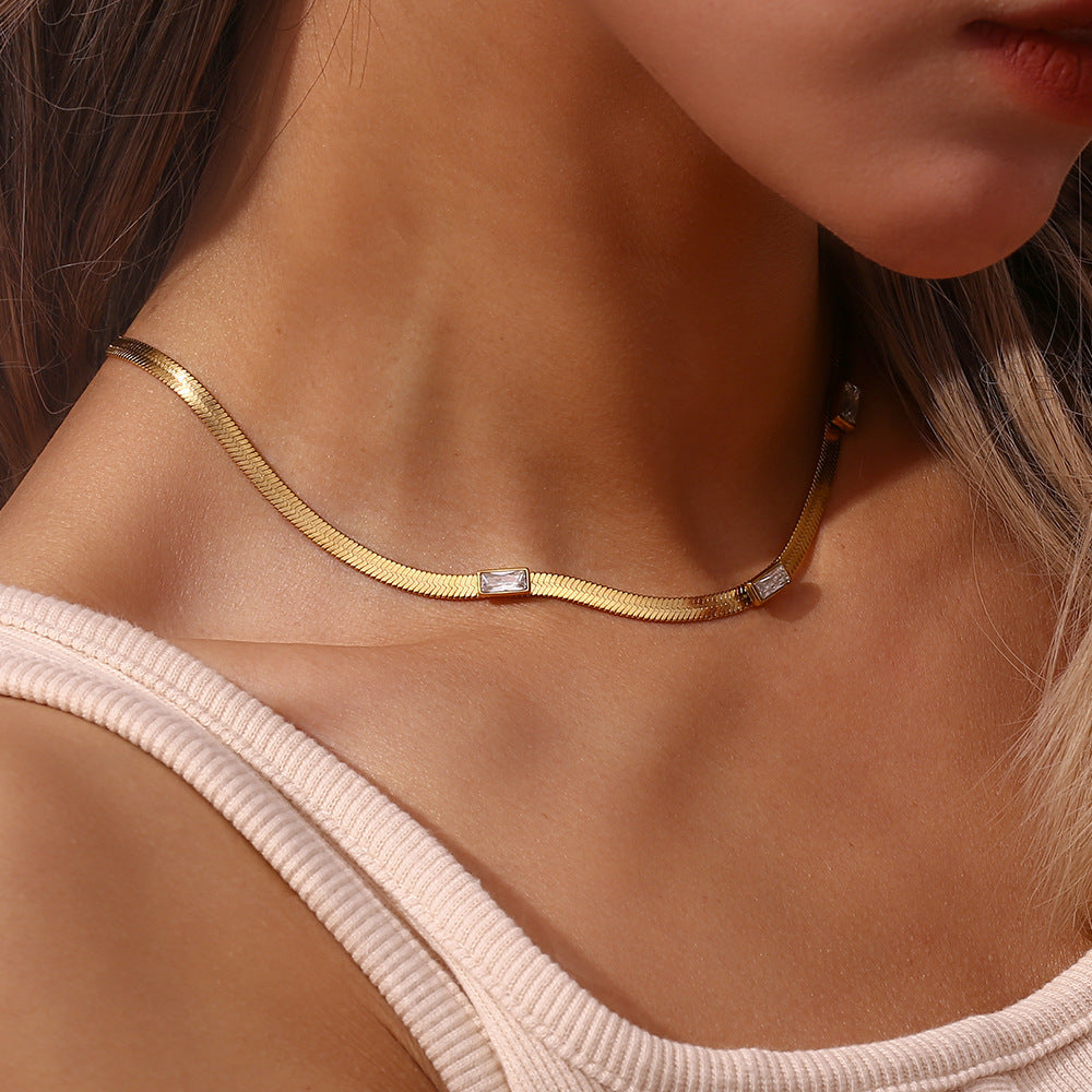 Eve Herringbone Guld Halsband