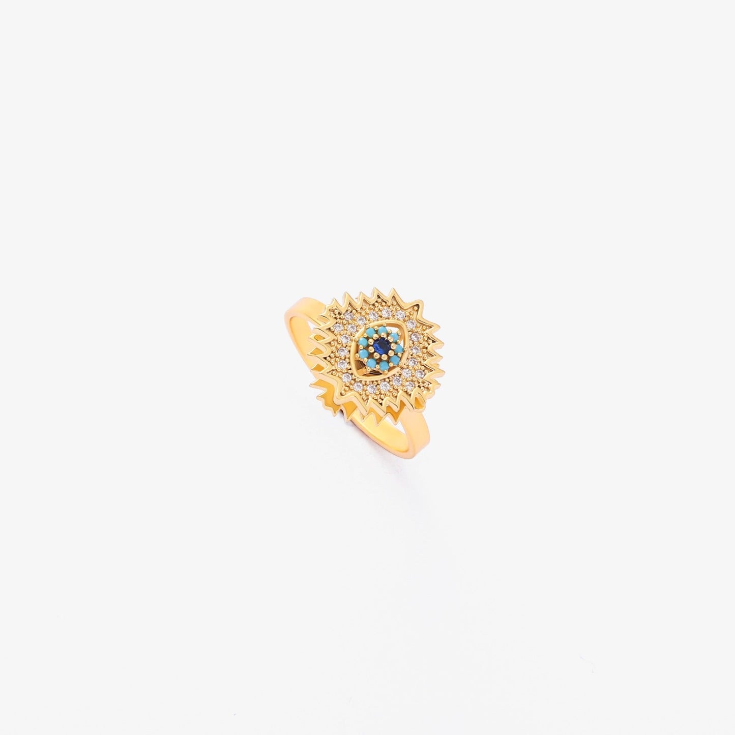 Safir Sunburst Snurrande Ring | Guld