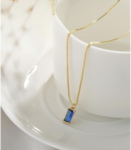 Minimalistisk Safir Hänghalsband | Vitguld