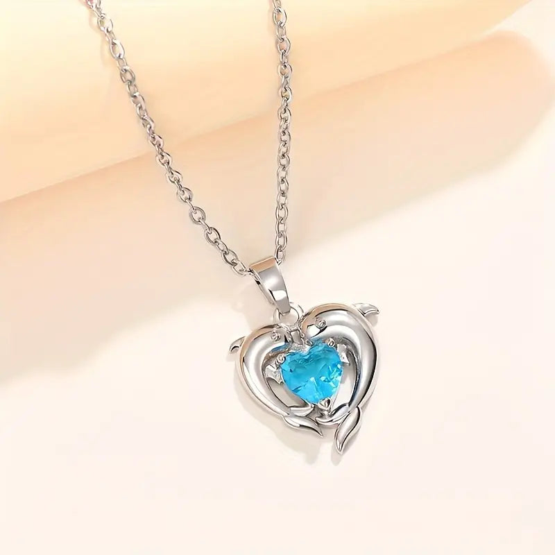 Oceanheart Twins Halsband | Vitguld