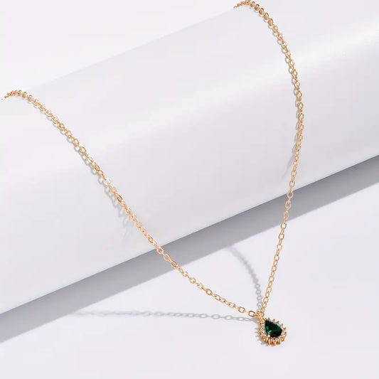 Guld Smaragd Droppe Halsband