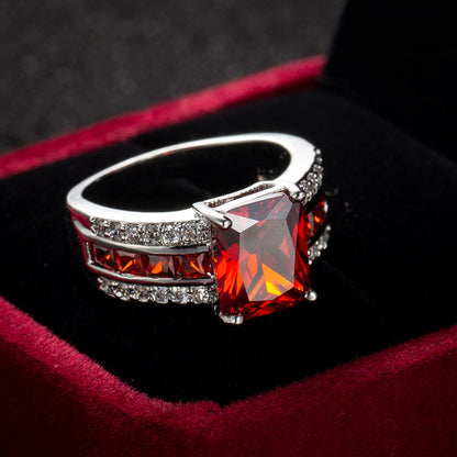Silver Rubin Split-Shank Ring