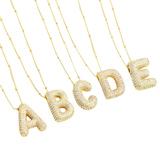 Bubble bokstav initial halsband set | Guld