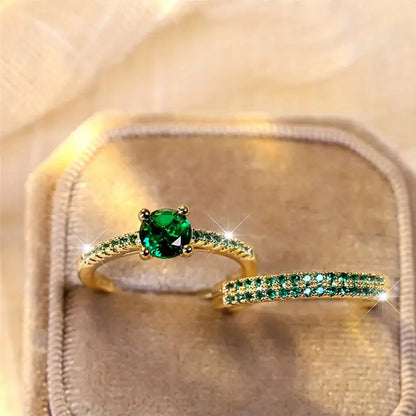 Serena Smaragd Duo Ring Set | Guld