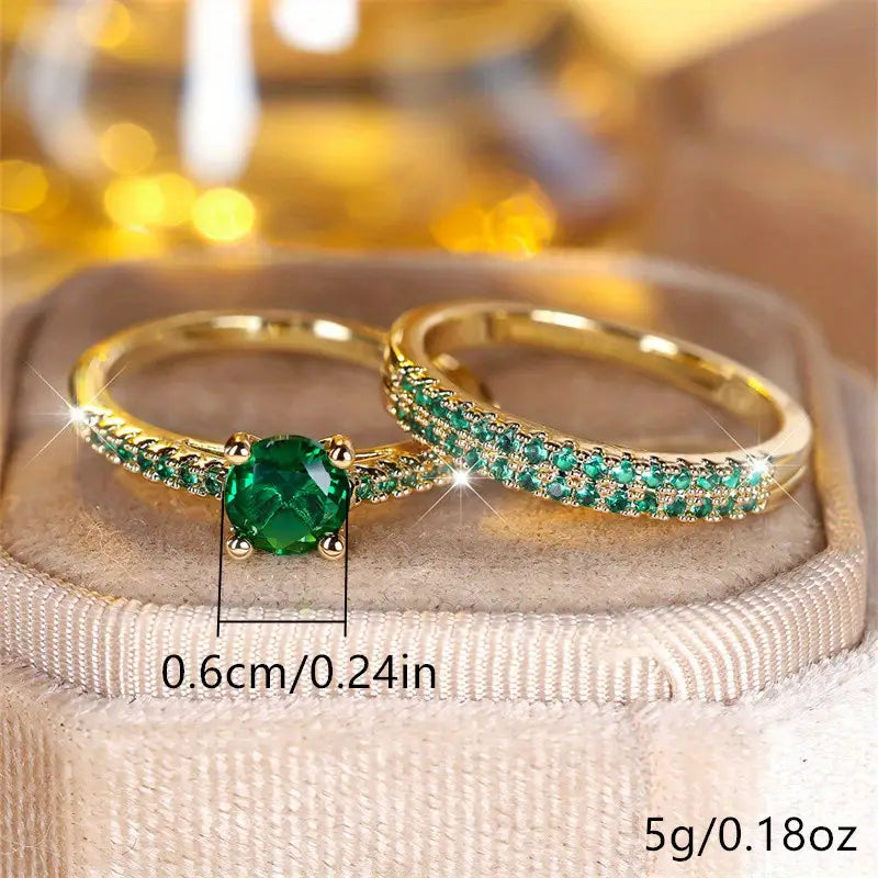 Serena Smaragd Duo Ring Set | Guld