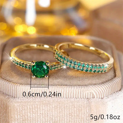 Serena Smaragd Duo Ring Set | Guld