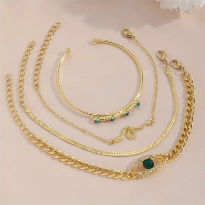Guld Smaragd Berlockarmband Set