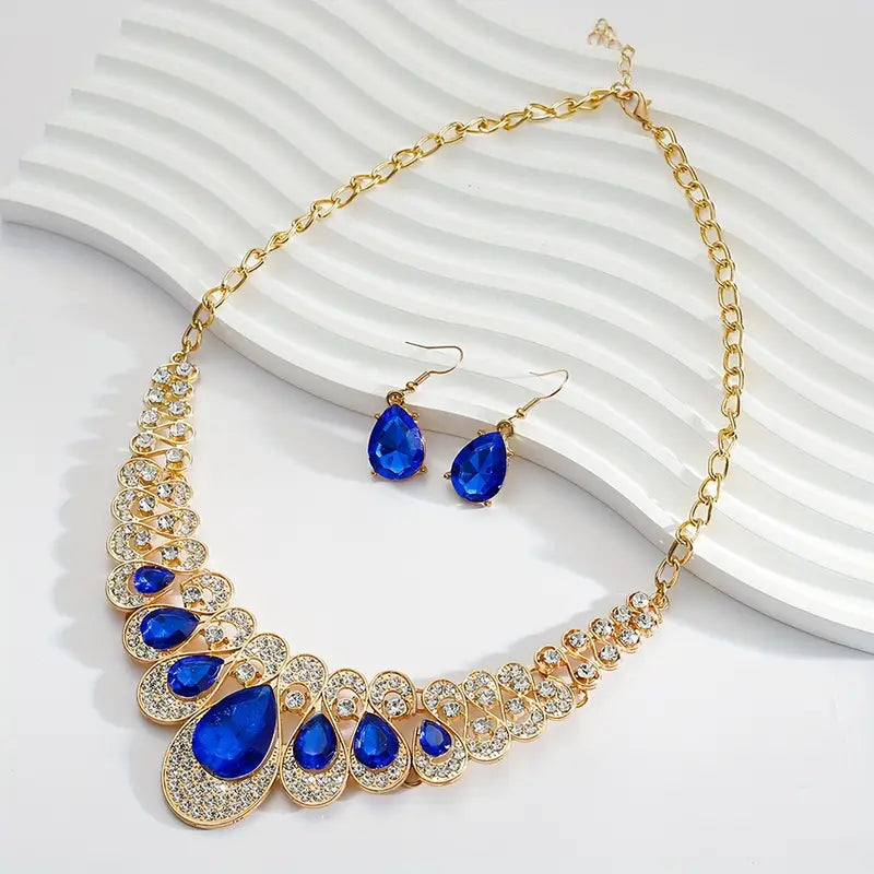 Maevina Safir Smycke Set | Guld