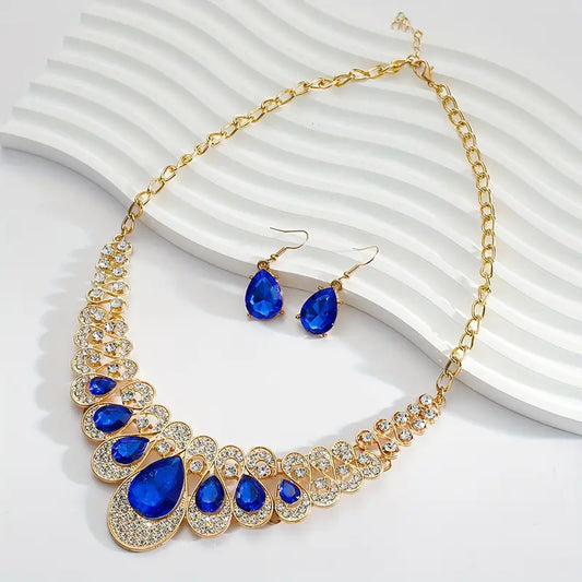 Maevina Safir Smycke Set | Guld
