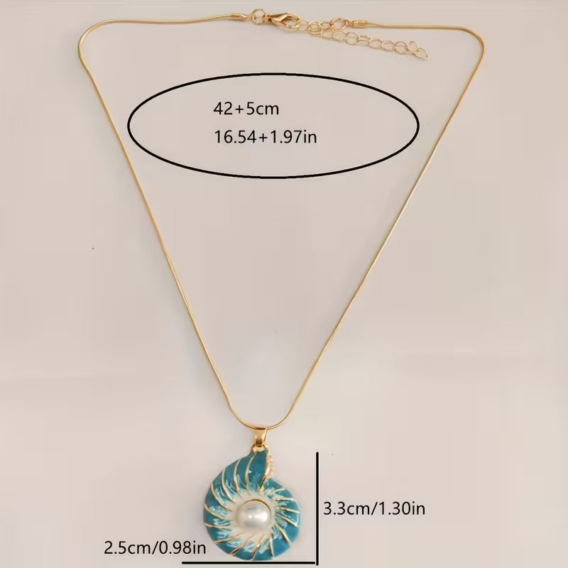 Seashell Pärl Guld Halsband
