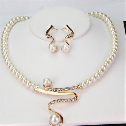 Elegant Naturlig Pärlhalsband Set