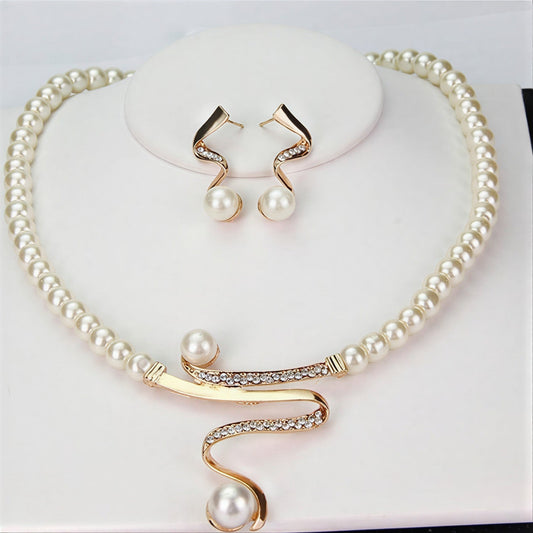 Elegant Naturlig Pärlhalsband Set