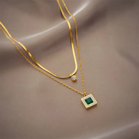 Guld Smaragd Lagrad Halsband