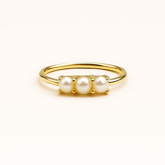 Triple Pärl Guld Ring