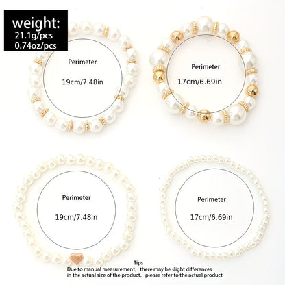 Pärl Stacking Armband Set av 4
