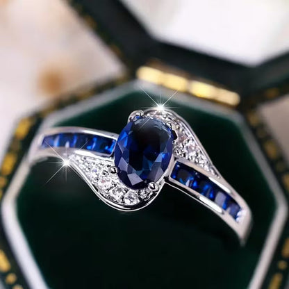 Safir Flow Ring | Vitguld