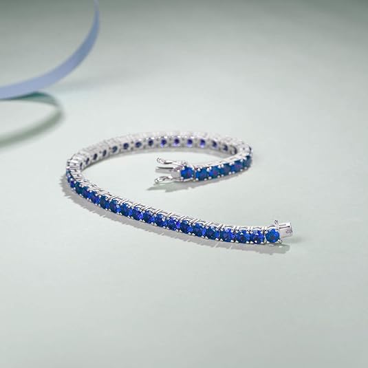 Safir Tennisarmband | Vitguld