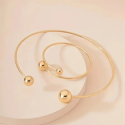 Minimalistisk Glow Collar & Manschettarmband Set | Guld
