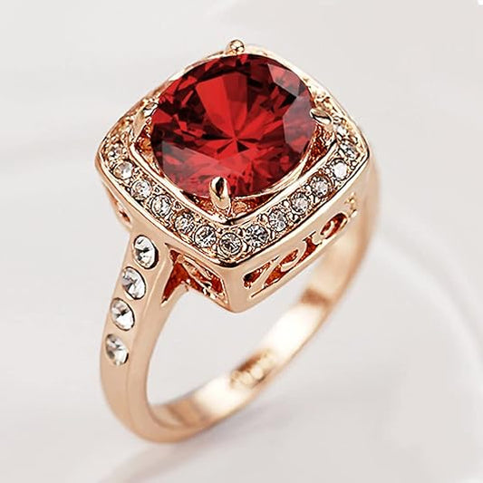 Rubin Halo Statementring | Roséguld