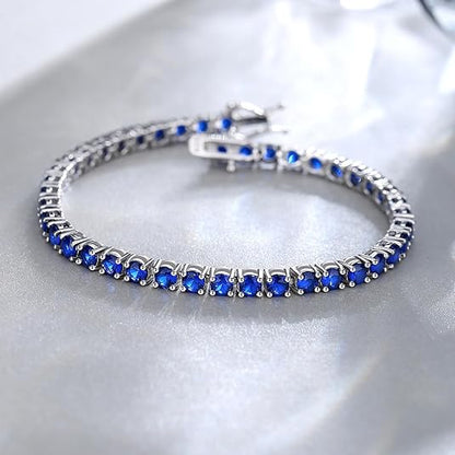 Safir Tennisarmband | Vitguld