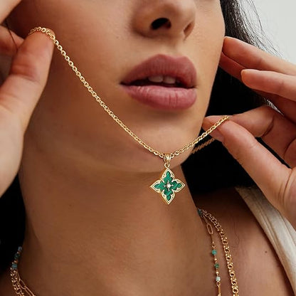 Smaragd Clover Hänghalsband | Guld