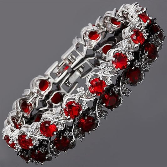 Rubin Vine Tennisarmband | Vitguld