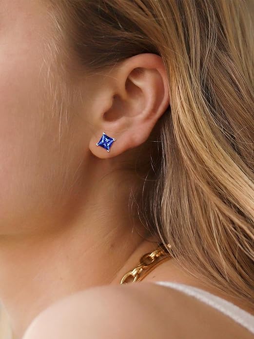 Minimalistisk Prinsesslipning Safir Örstift | Vitguld