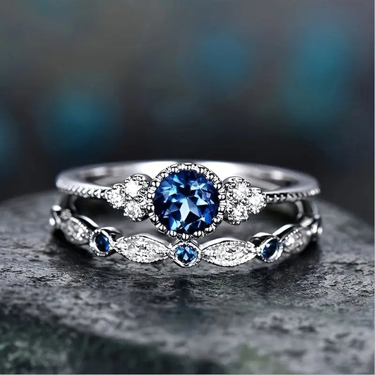 Sapphriel Kronring Set | Vitguld