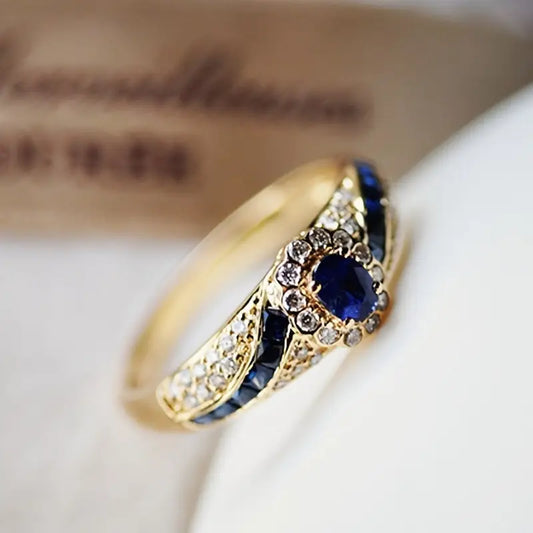 Guld Safir Band Ring