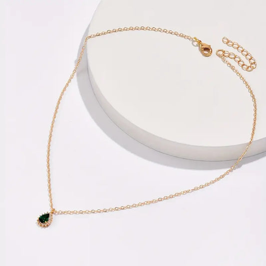 Guld Smaragd Droppe Halsband