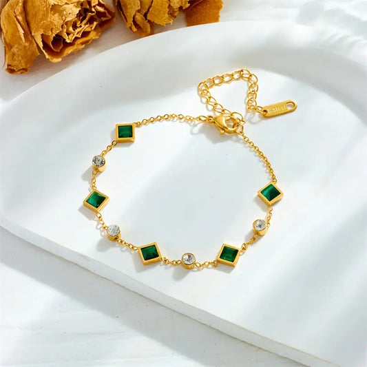 Guld Smaragd Station Armband