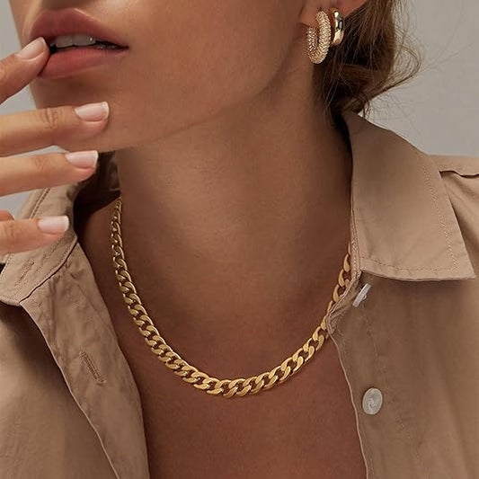 Grov Cubansk Länk Halsband | Guld