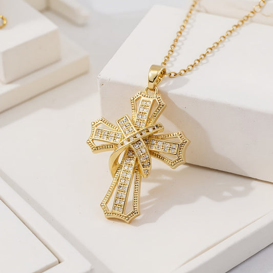 Radiant Kors Hänghalsband | Guld