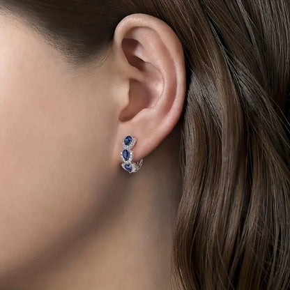 Silver Safir Halo Creoler