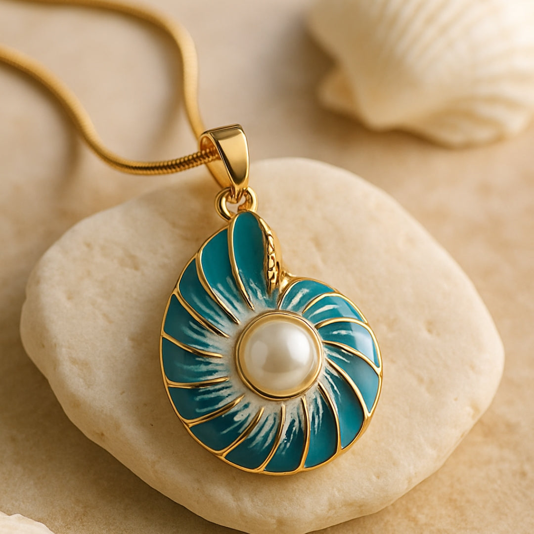 Seashell Pärl Guld Halsband