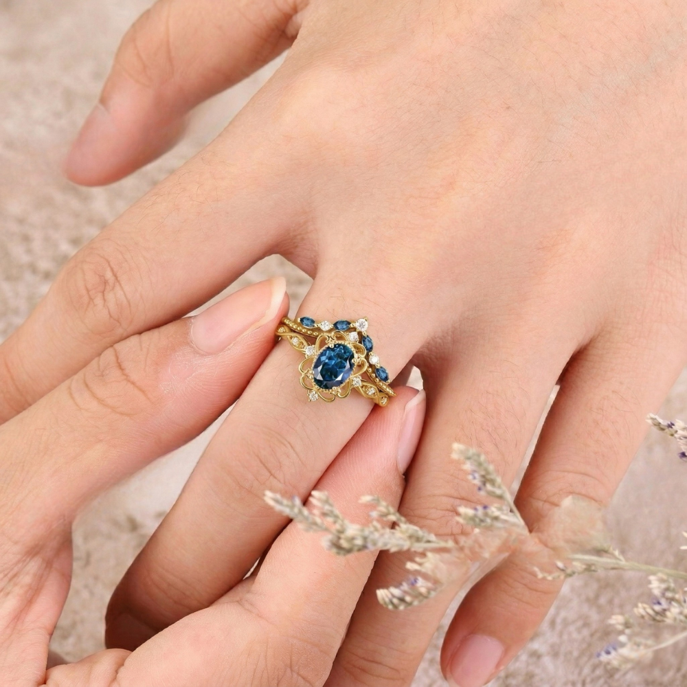 Azelia Safir Kronring Set | Guld