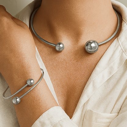 Minimalistisk Glow Collar & Manschettarmband Set | Guld