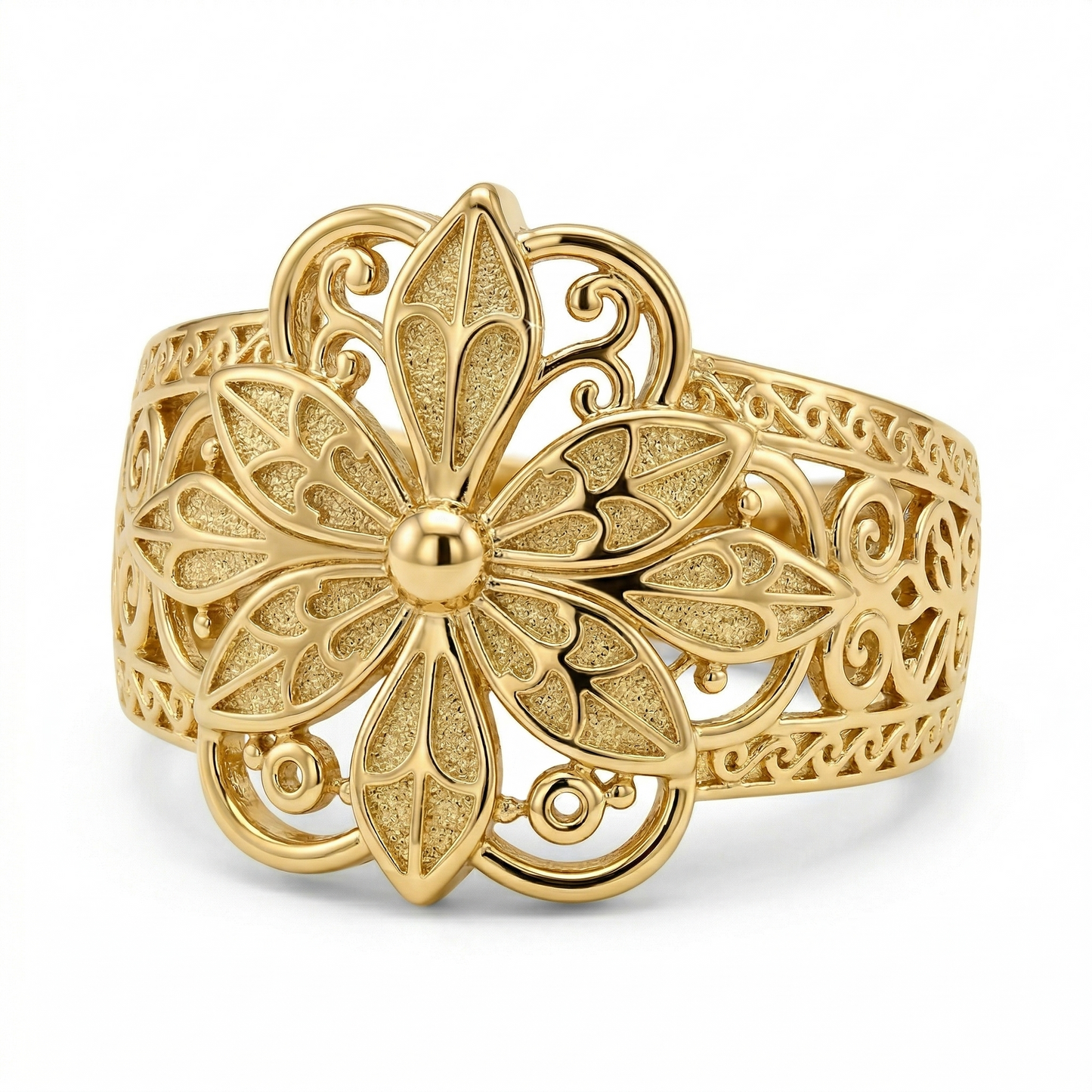Vintage Inspirerad Blomma Ring | Guld