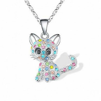 Silver Bebiskattungar och Färgad Zirkonia Halsband