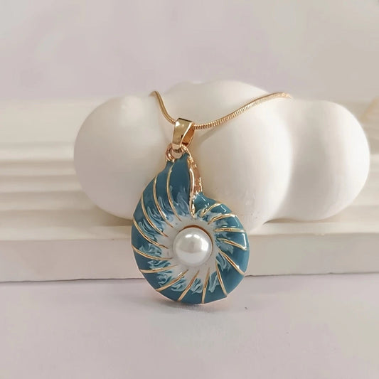 Seashell Pärl Guld Halsband
