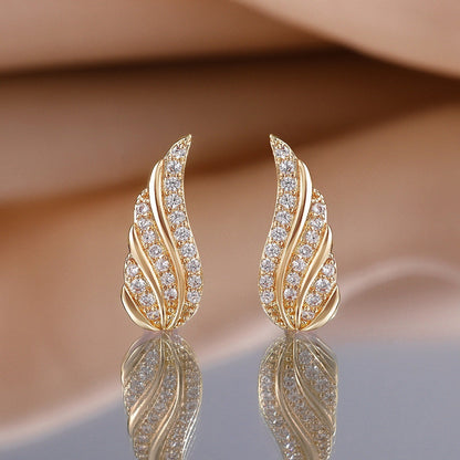 Modern Leaf Pavé Örhängen | Guld