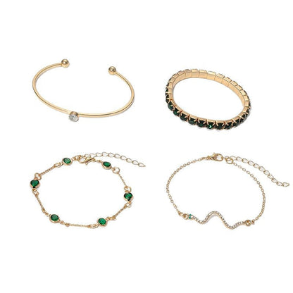 Guld Smaragd Armband Set