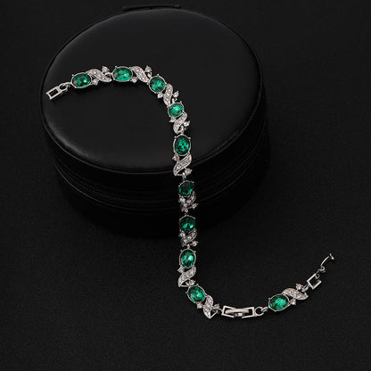Silver Smaragd Vintage Länk Armband