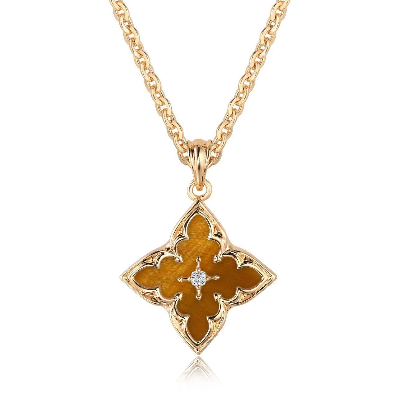 Brun Clover Hänghalsband | Guld